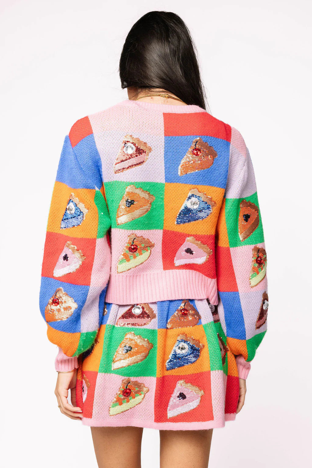 RAINBOW COLORBLOCK PIECE OF PIE BUTTON UP