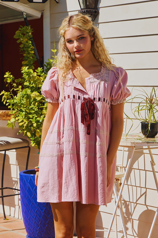 TRIMMED MINI DRESS