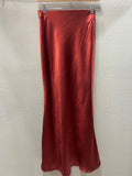 SATIN WINE MAXI SKIRT W/ ELASTIC WAISTBAND