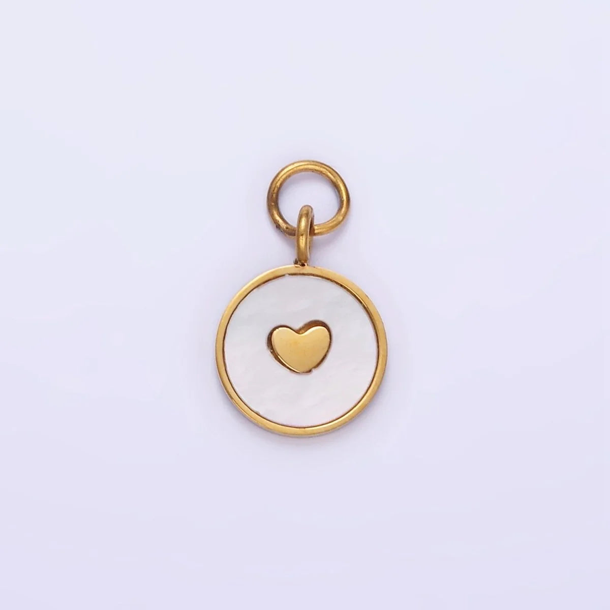 HEART PEARL BEZEL ROUND CHARM