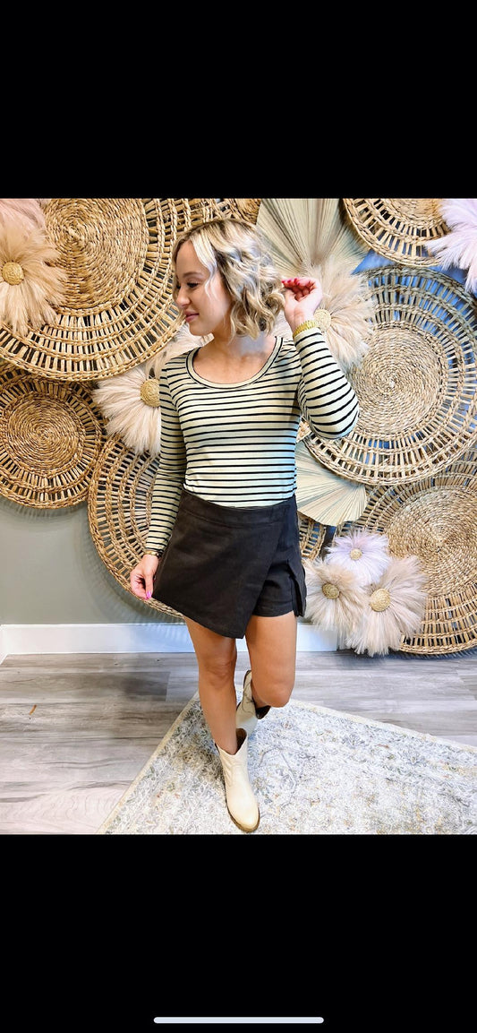 STRIPED OLIVE AND BLACK SHIRT