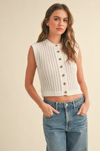 BUTTON DOWN CROCHET VEST